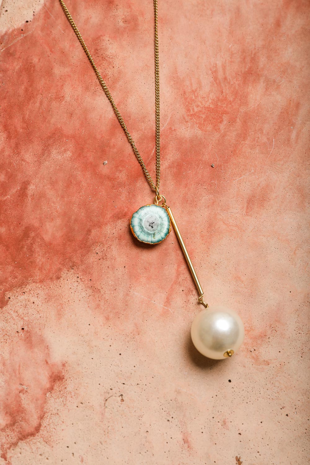 Gem and Pearl Pendant Necklace - NeoKira Unlimited