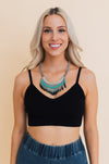 Turquoise Bohemian Fringe Bib Necklace Necklaces Leto Collection   