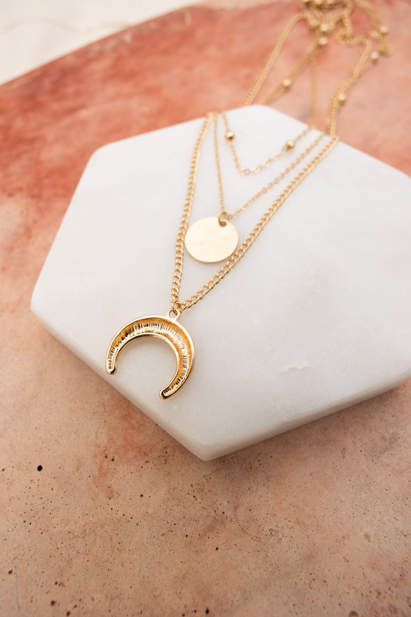 Moon Knight Layered Gold Necklace 🌜 Jewelry Leto Collection   