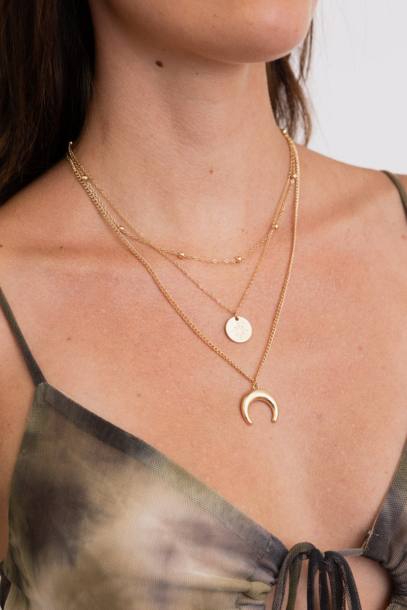 Moon Knight Layered Gold Necklace 🌜 Jewelry Leto Collection   