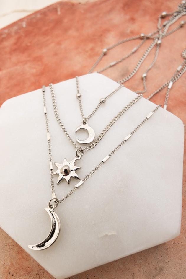 Celestial Layered Necklace - Moon and Star Charms 🌜✨ - NeoKira Unlimited