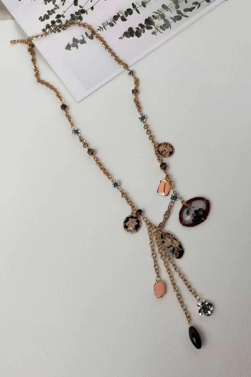 New Design Crane & Floral Teardrop Necklace 🕊️🌸 - NeoKira Unlimited