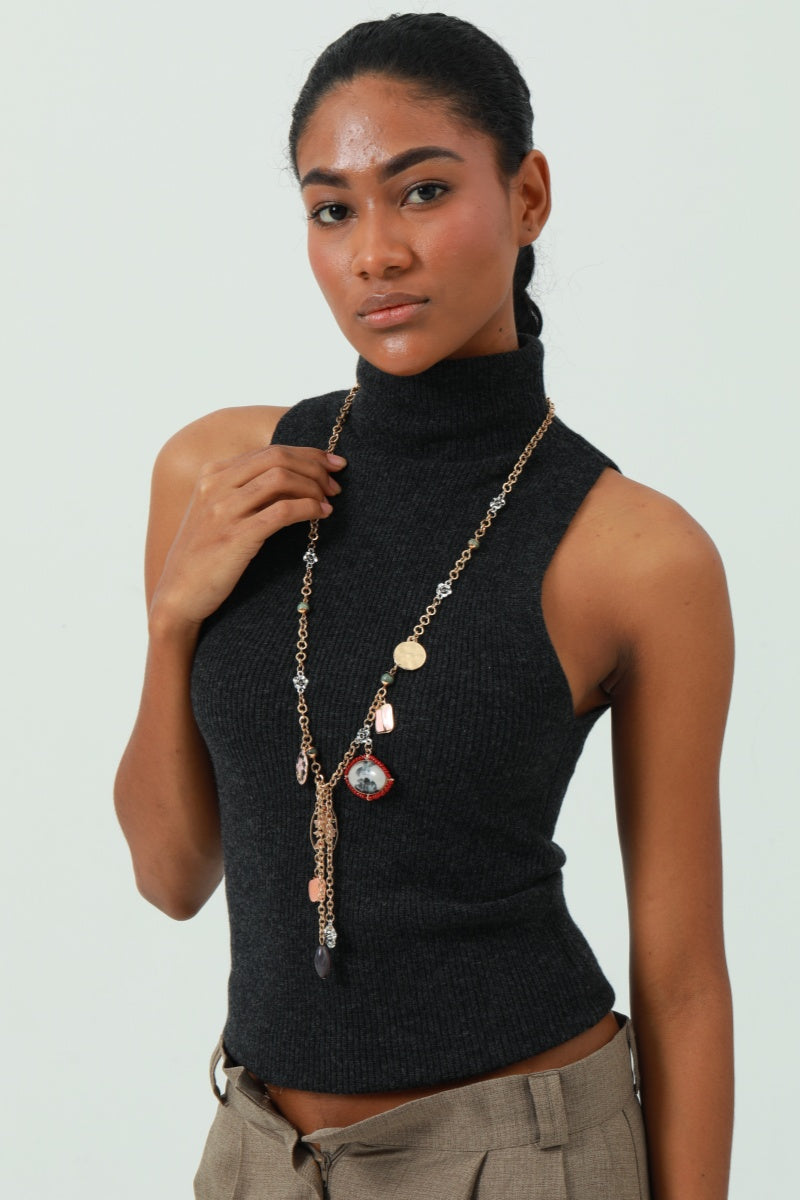 New Design Crane & Floral Teardrop Necklace 🕊️🌸 - NeoKira Unlimited