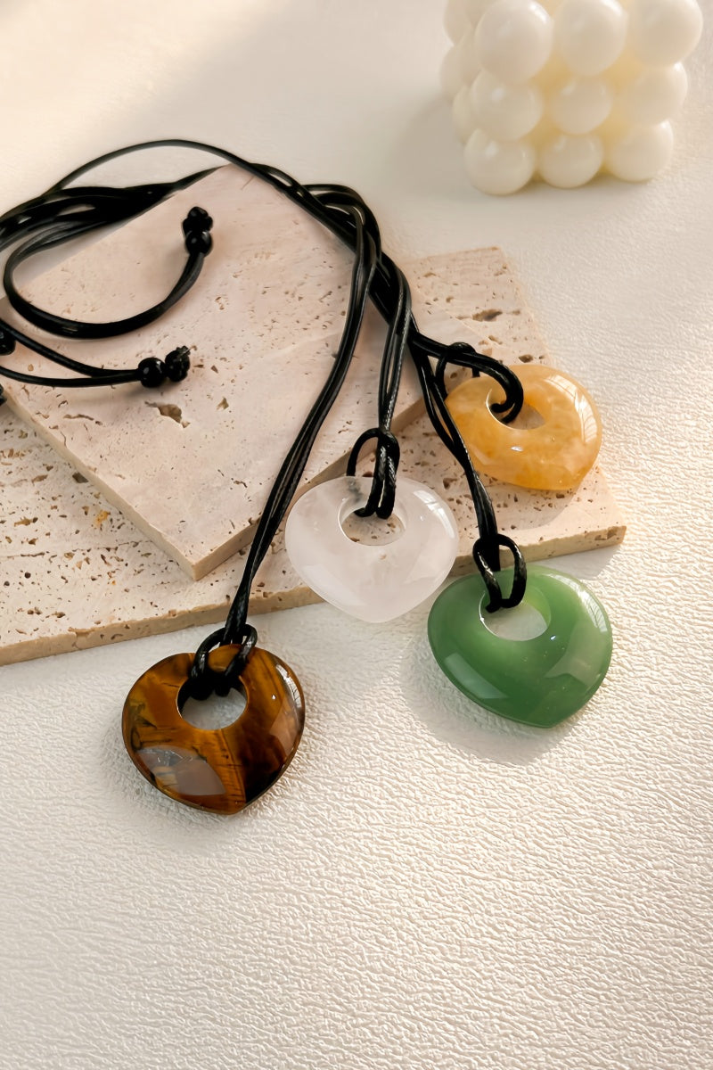 Hollow Heart Gemstone Pendant Necklace for Women – Delicate & Meaningful - NeoKira Unlimited