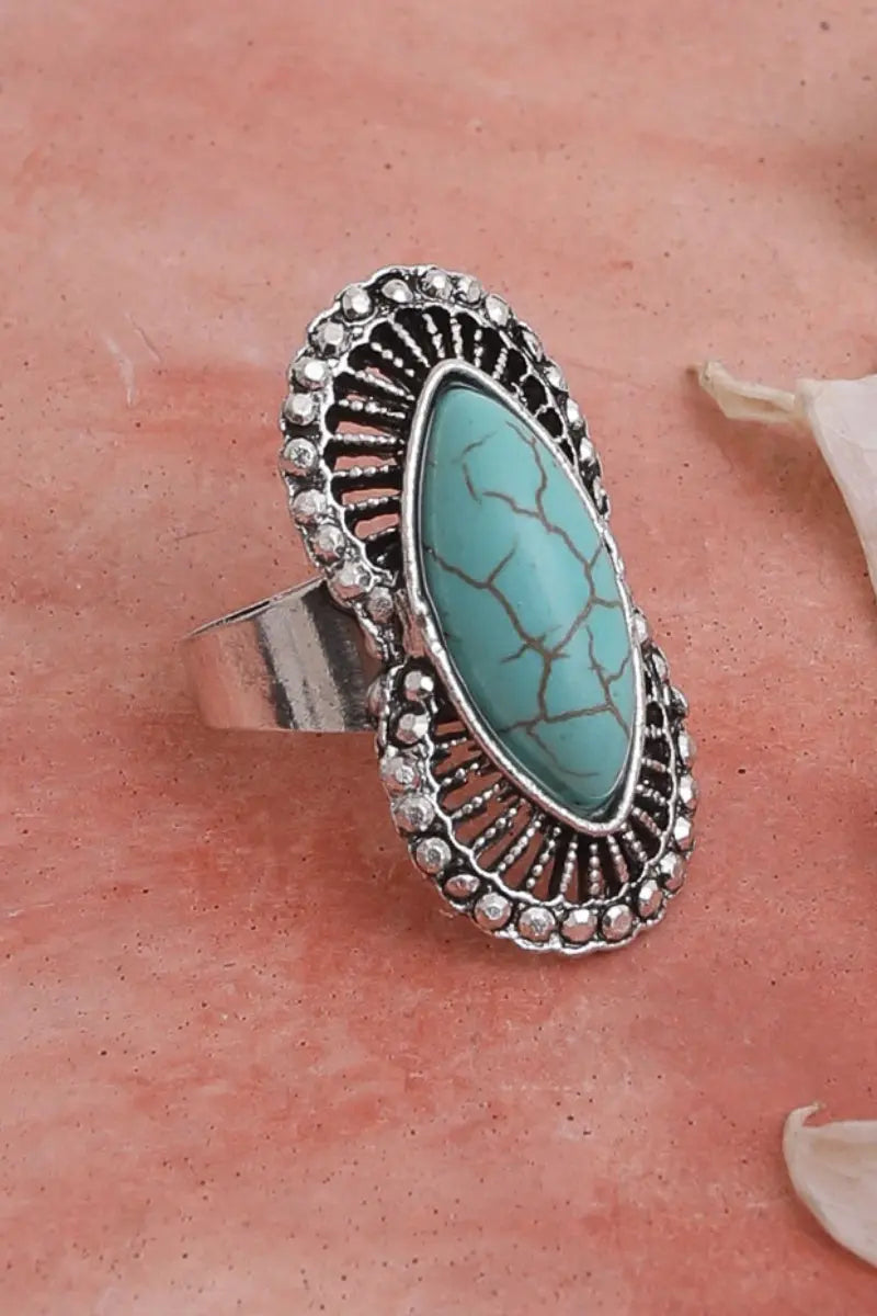 Marquise Western Adjustable Turquoise Ring 🤠💚 - NeoKira Unlimited
