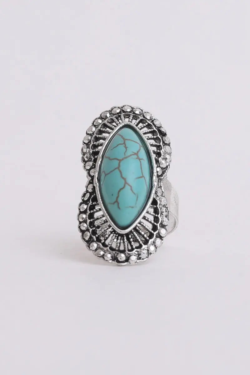 Marquise Western Adjustable Turquoise Ring 🤠💚 - NeoKira Unlimited