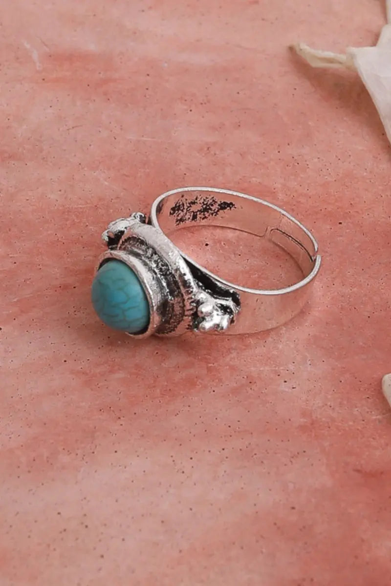 Turquoise Cabochon Ring Adjustable Band Bold Style 🪨💚 - NeoKira Unlimited