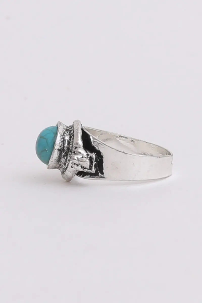 Turquoise Cabochon Ring Adjustable Band Bold Style 🪨💚 - NeoKira Unlimited