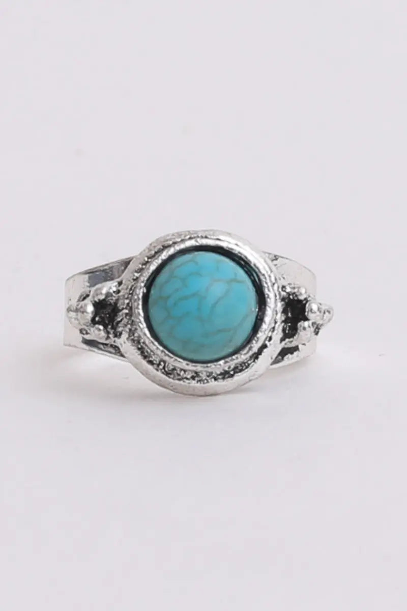 Turquoise Cabochon Ring Adjustable Band Bold Style 🪨💚 - NeoKira Unlimited