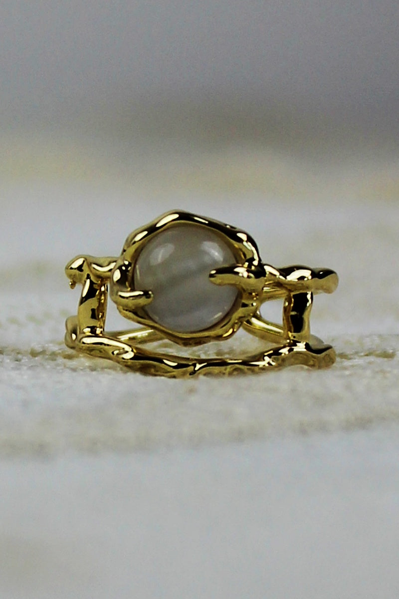 Moonstone & Zirconia Nugget Ring – French Minimalist Jewelry - NeoKira Unlimited