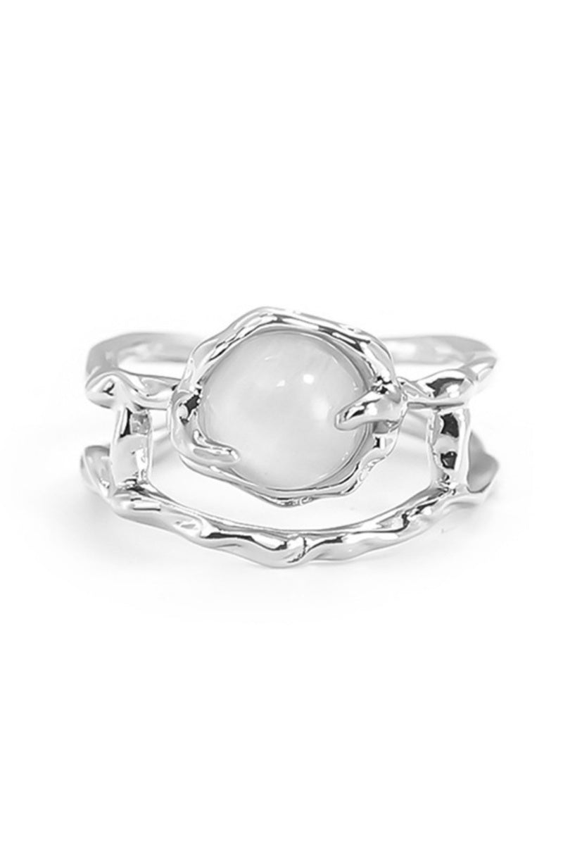 Moonstone & Zirconia Nugget Ring – French Minimalist Jewelry - NeoKira Unlimited