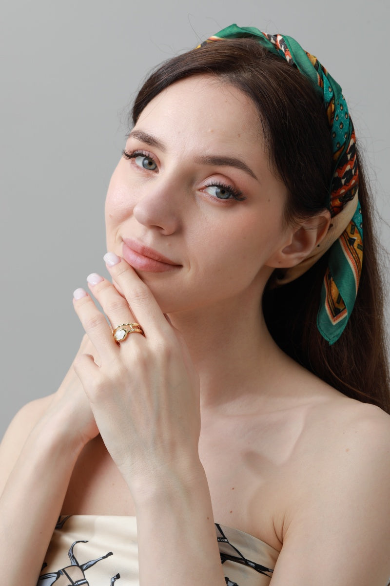 Moonstone & Zirconia Nugget Ring – French Minimalist Jewelry - NeoKira Unlimited