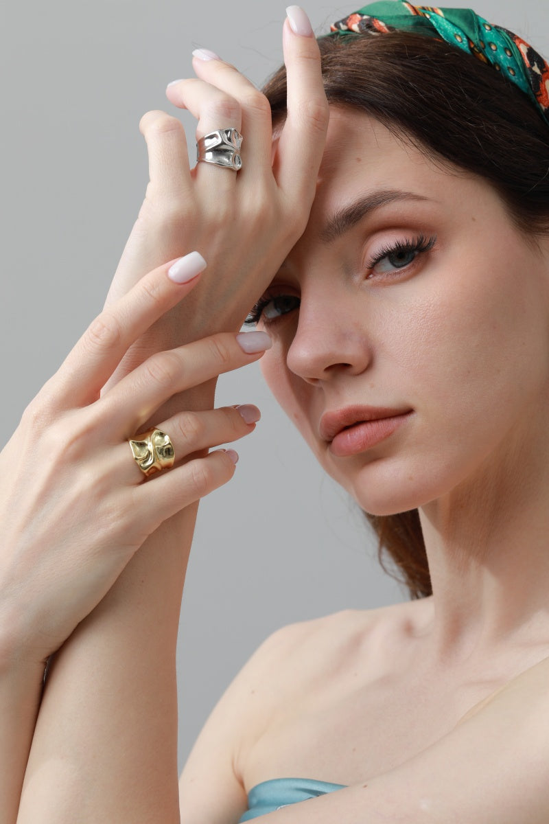 Asymmetric Nugget Rings – Minimalist Luxury Stackables - NeoKira Unlimited