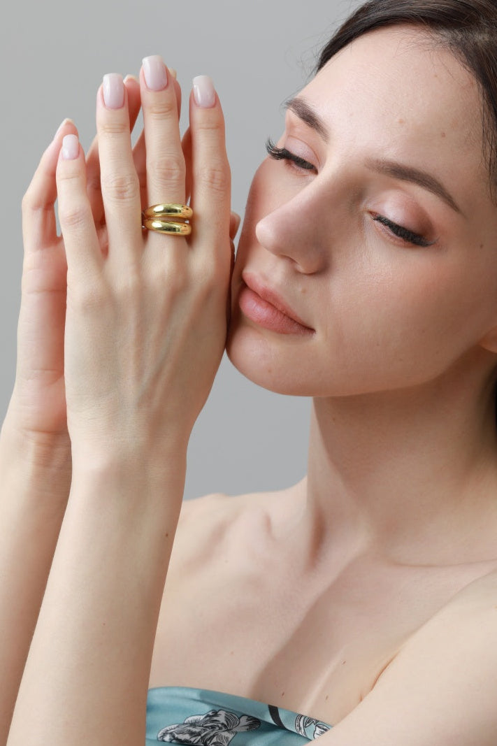 High-Shine Geometric Ring – Open-Ended Minimalist Statement - NeoKira Unlimited