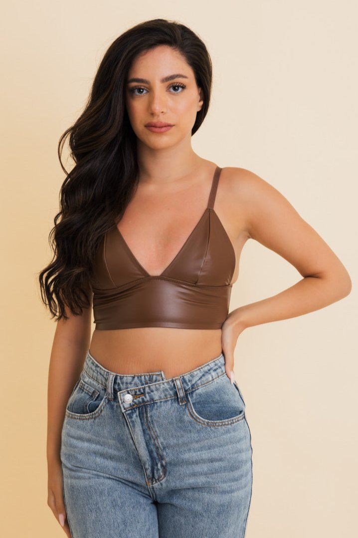 Vegan Leather Longline Bralette - New Colors - NeoKira Unlimited