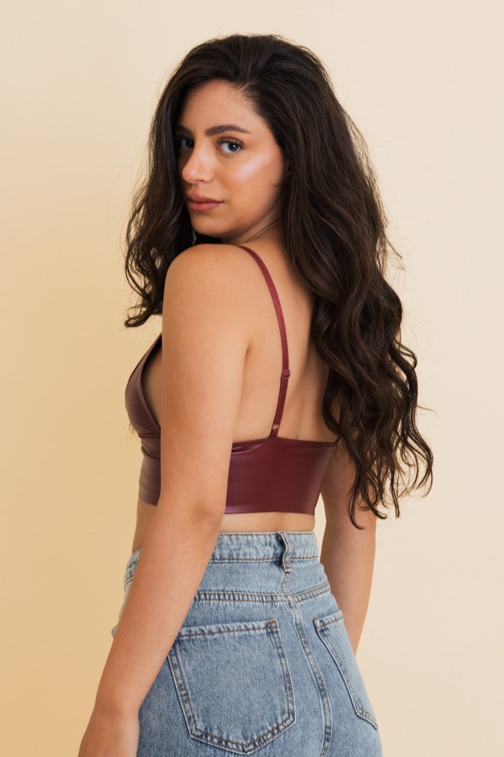 Vegan Leather Longline Bralette - New Colors - NeoKira Unlimited