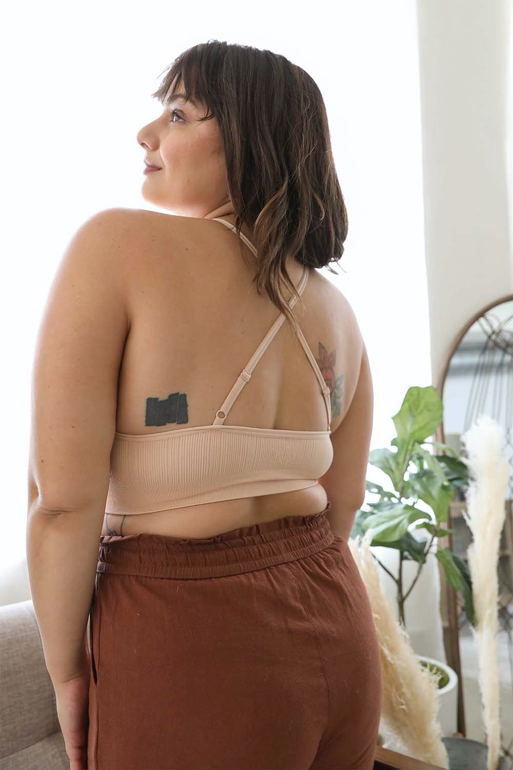 Crochet Lace High Neck Bralette – Halter Style with Cross-Back - NeoKira Unlimited