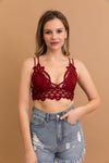 Crochet Lacey Charm Padded Bralette Bralette Leto Collection Small Burgundy 