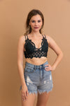 Crochet Lacey Charm Padded Bralette Bralette Leto Collection Small Emerald 