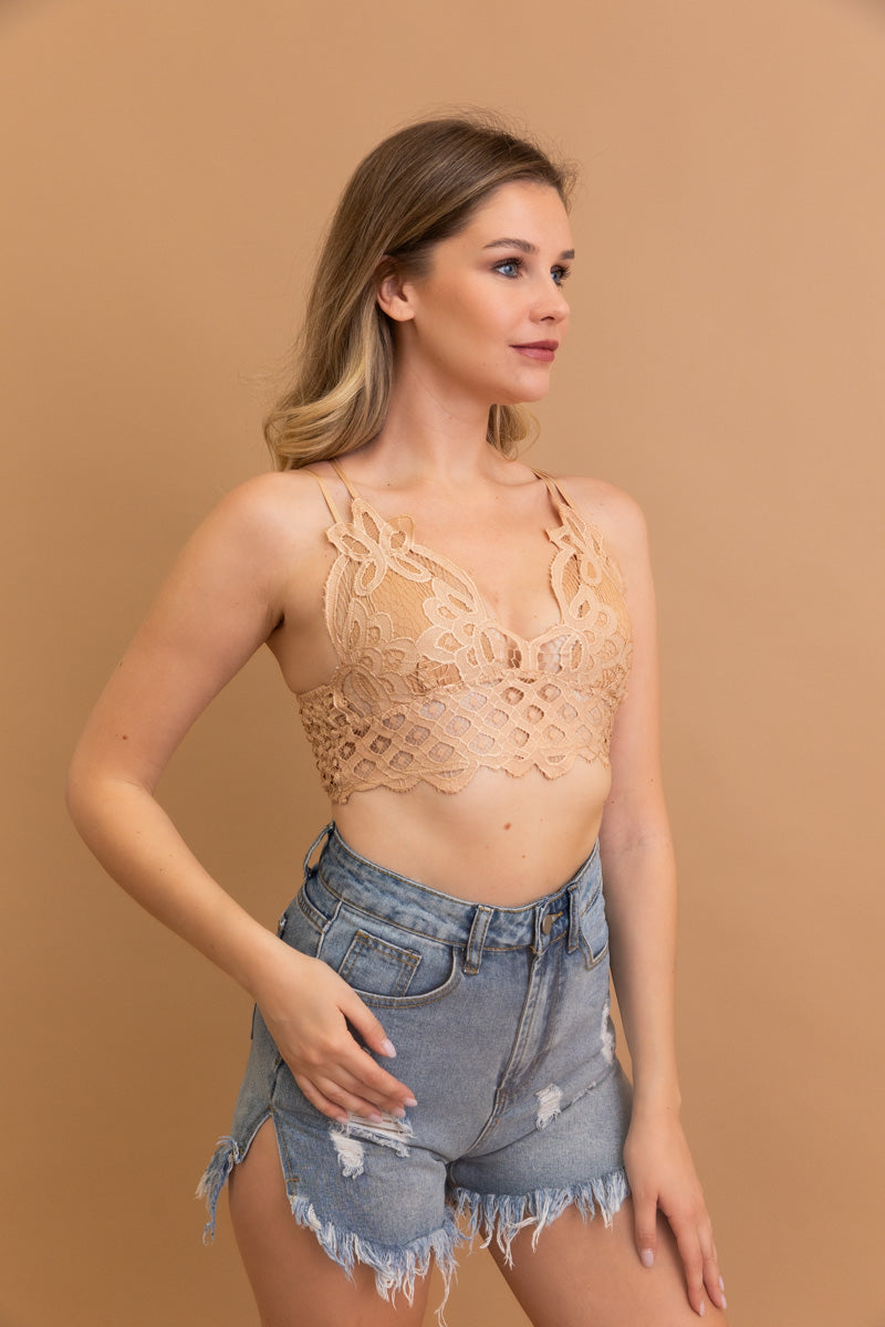 Crochet Lacey Charm Padded Bralette Bralette Leto Collection   