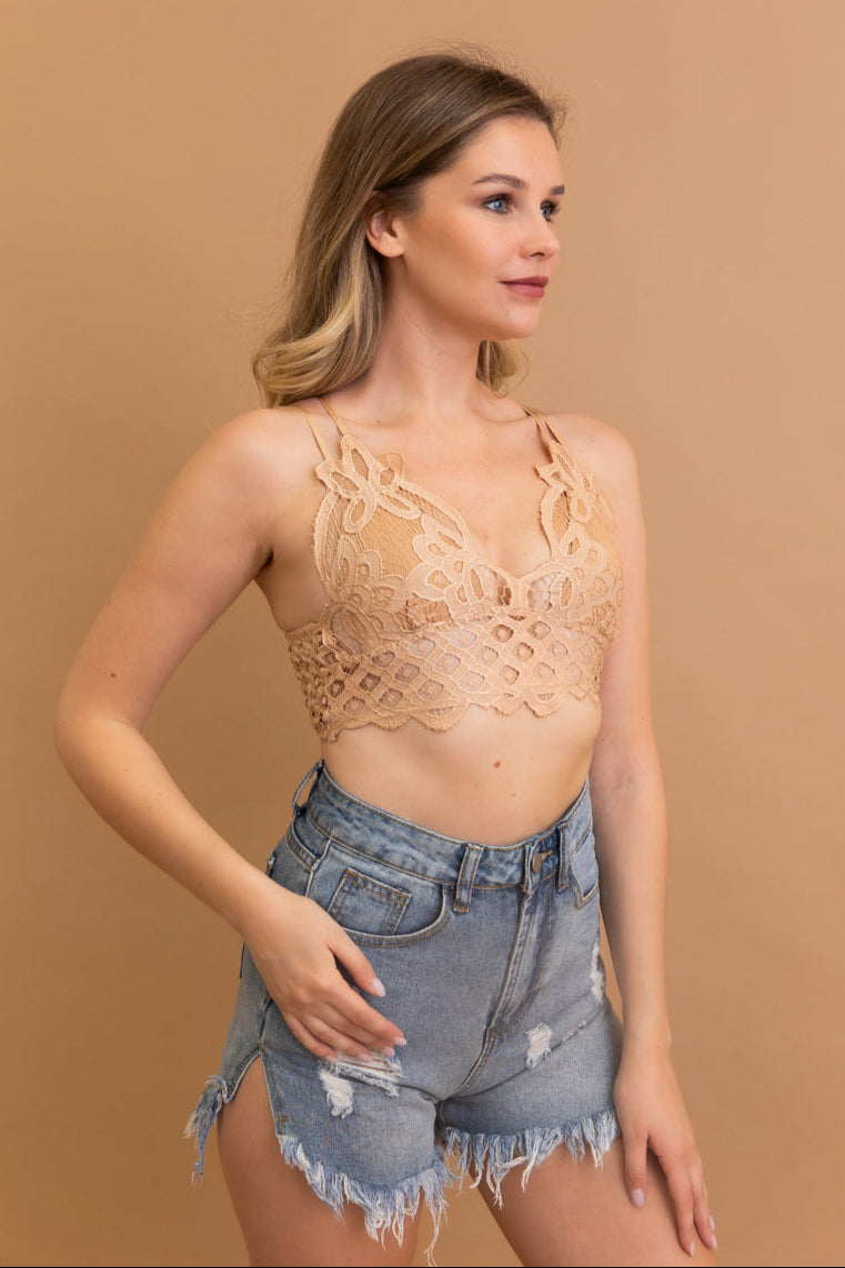 Crochet Lacey Charm Padded Bralette - NeoKira Unlimited
