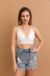 Crochet Lacey Charm Padded Bralette Bralette Leto Collection Small White 