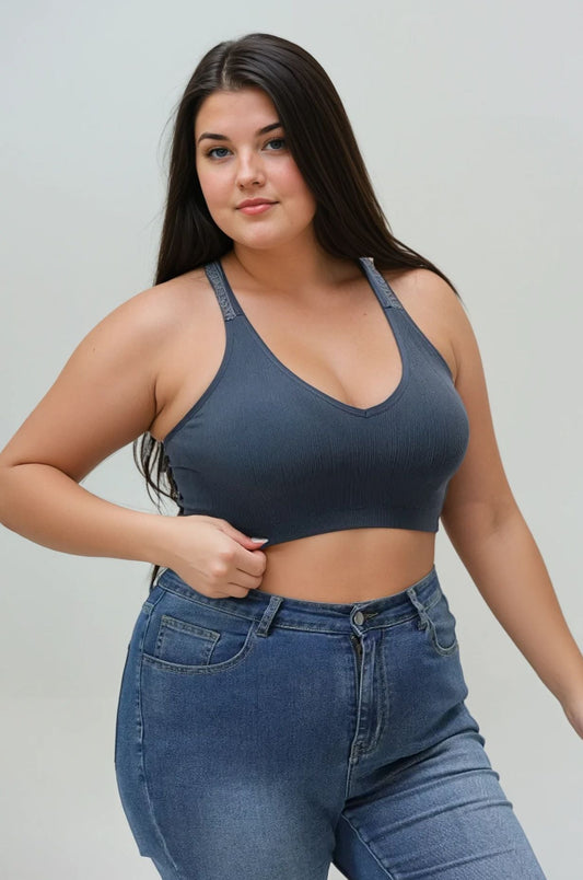 Plus Size Seamless Front Lace Racerback Bralette – Soft Stretch Fit - NeoKira Unlimited