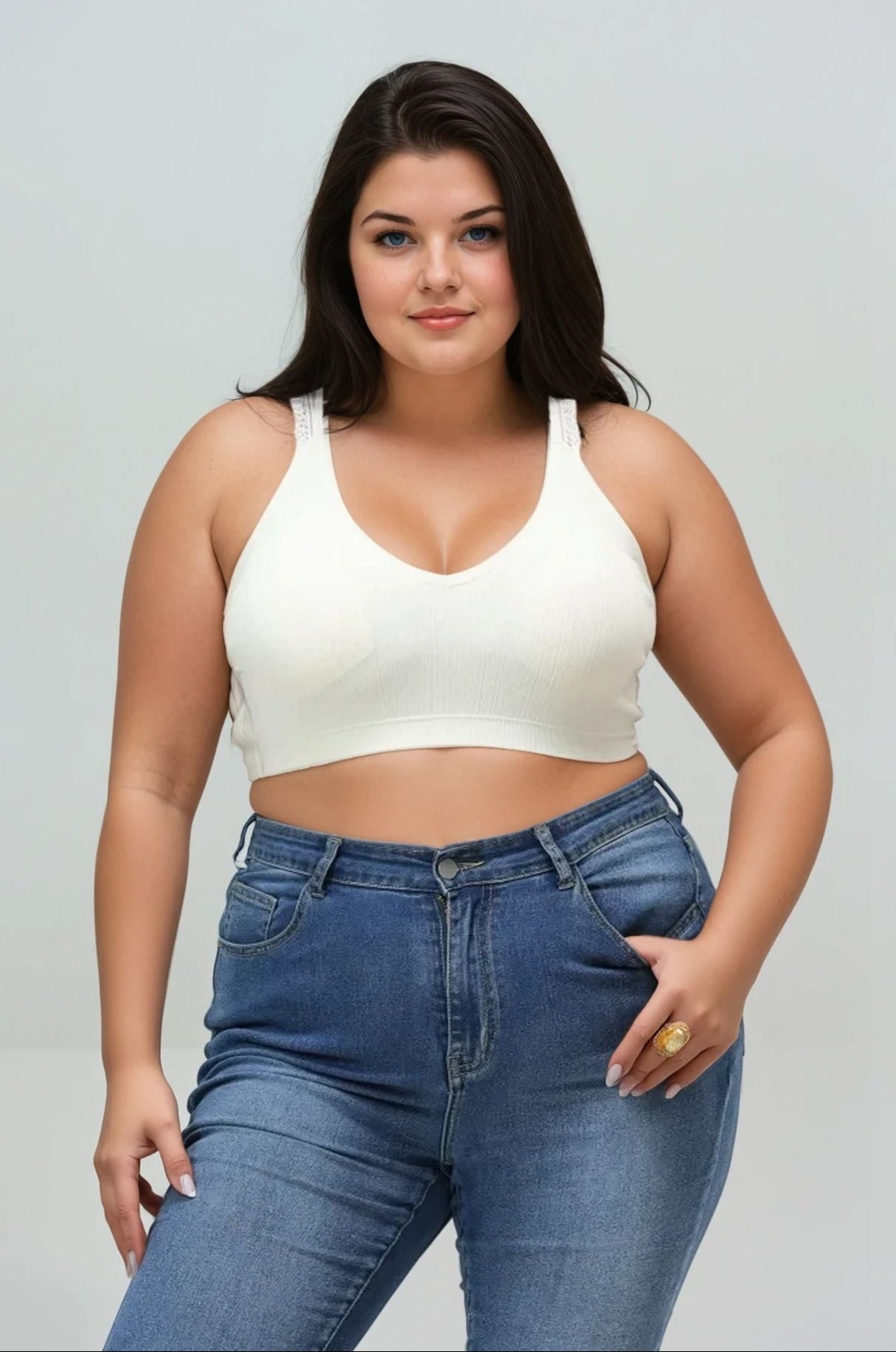 Plus Size Seamless Front Lace Racerback Bralette – Soft Stretch Fit - NeoKira Unlimited