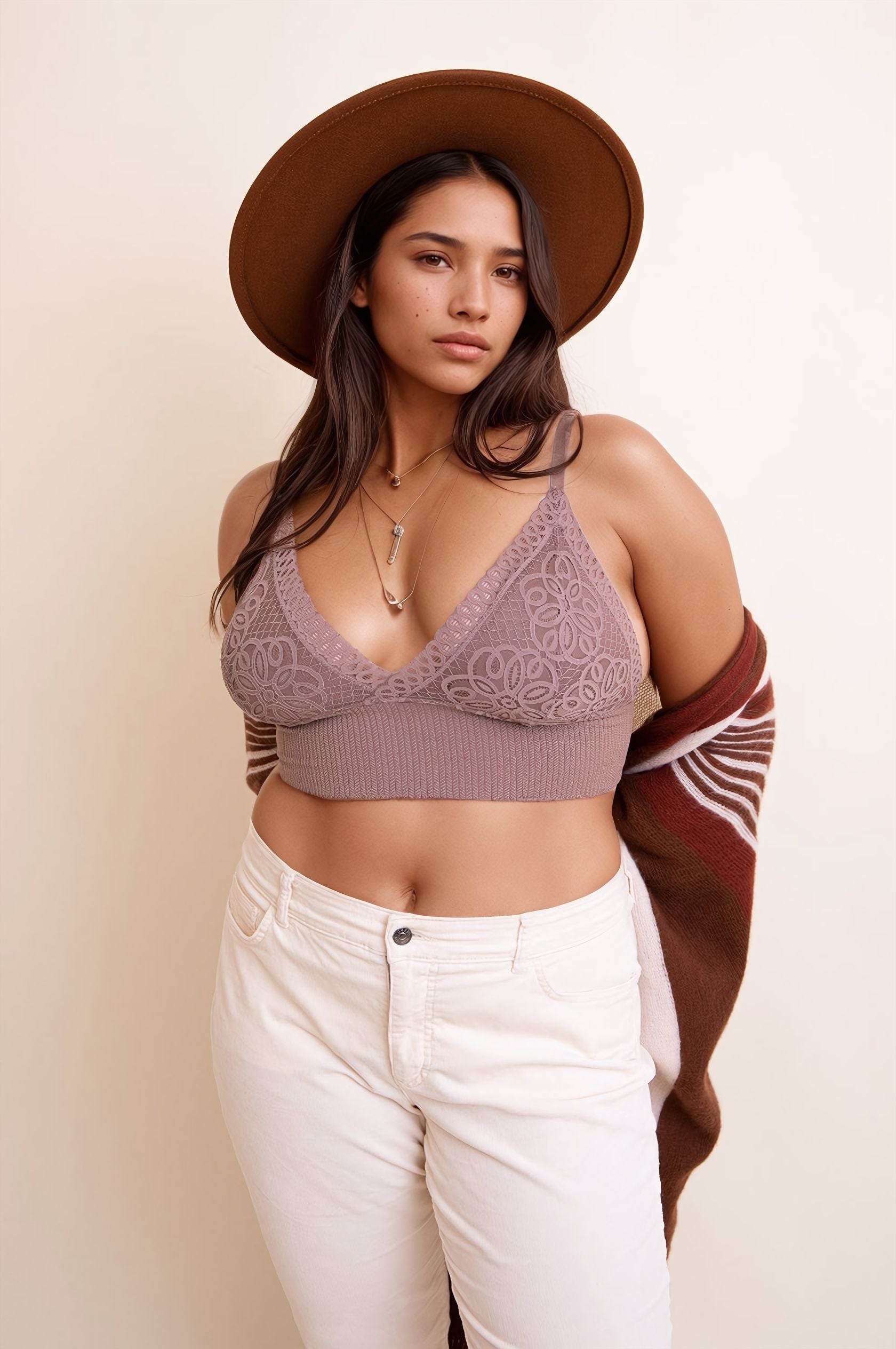 Curvy Waistband Loop Lace Brami – Elegant Plus Size Lace Detail - NeoKira Unlimited