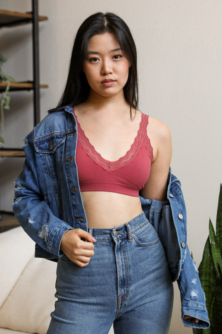 Lace Trim Padded Bralette - NeoKira Unlimited