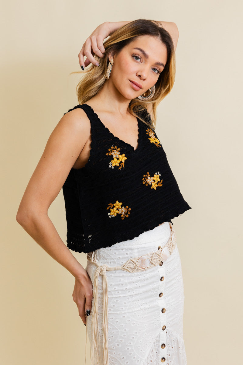 Serene Blooms Crochet Style Top - NeoKira Unlimited