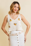 Serene Blooms Crochet Style Top Top Leto Collection XS/S Natural 