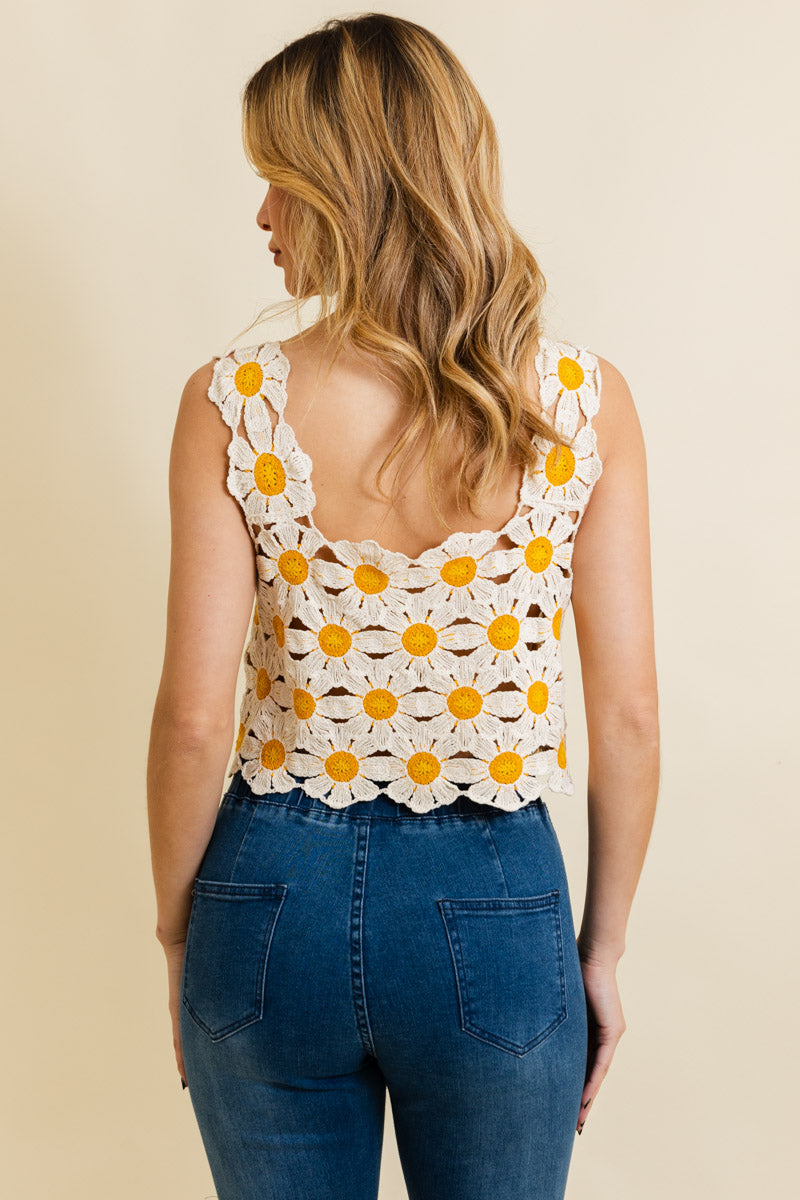 Spring Daisy Crochet Crop Top - NeoKira Unlimited