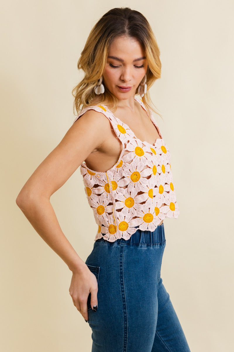 Spring Daisy Crochet Crop Top - NeoKira Unlimited