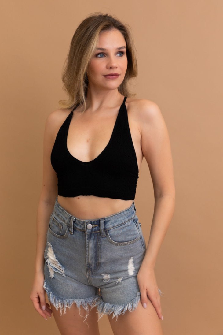 Floral Jacquard Scoop Neck Bralette🌸 - NeoKira Unlimited