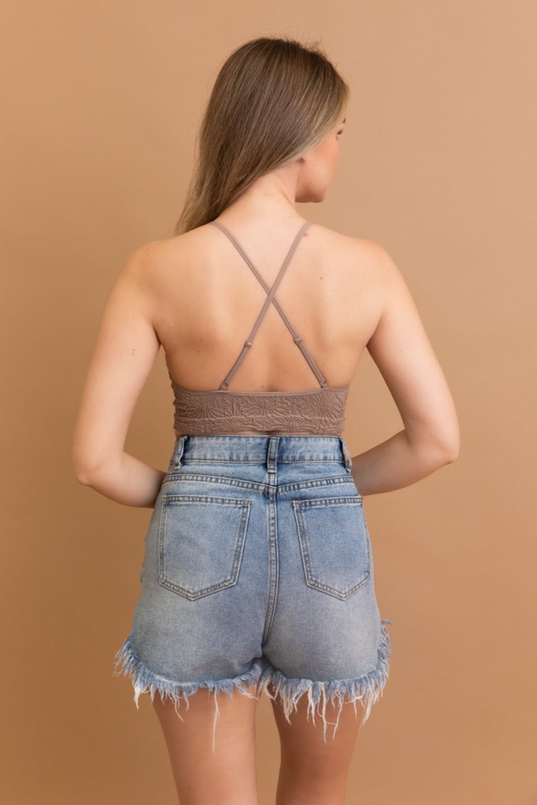 Floral Jacquard Scoop Neck Bralette - NeoKira Unlimited