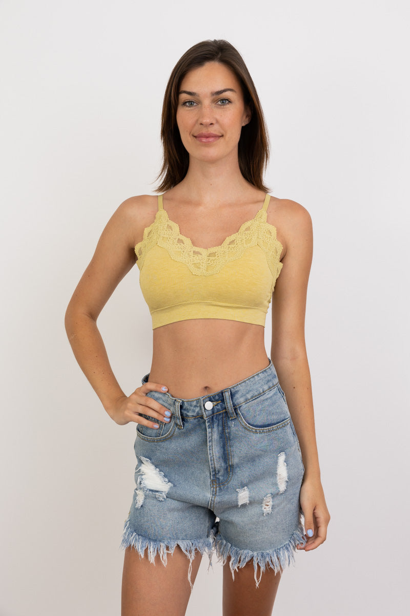 Comfort Chic Ribbed Lace Padded Bralette - NeoKira Unlimited