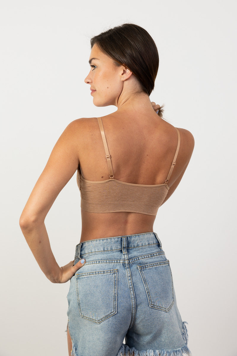 Comfort Chic Ribbed Lace Padded Bralette - NeoKira Unlimited