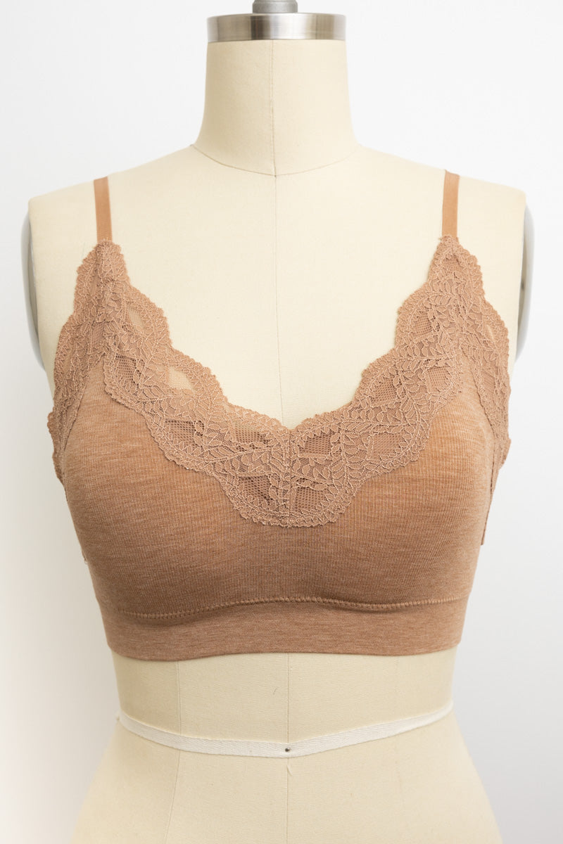 Ultra Soft Lace Trim Ribbed Bralette – Elegant Wear - NeoKira Unlimited