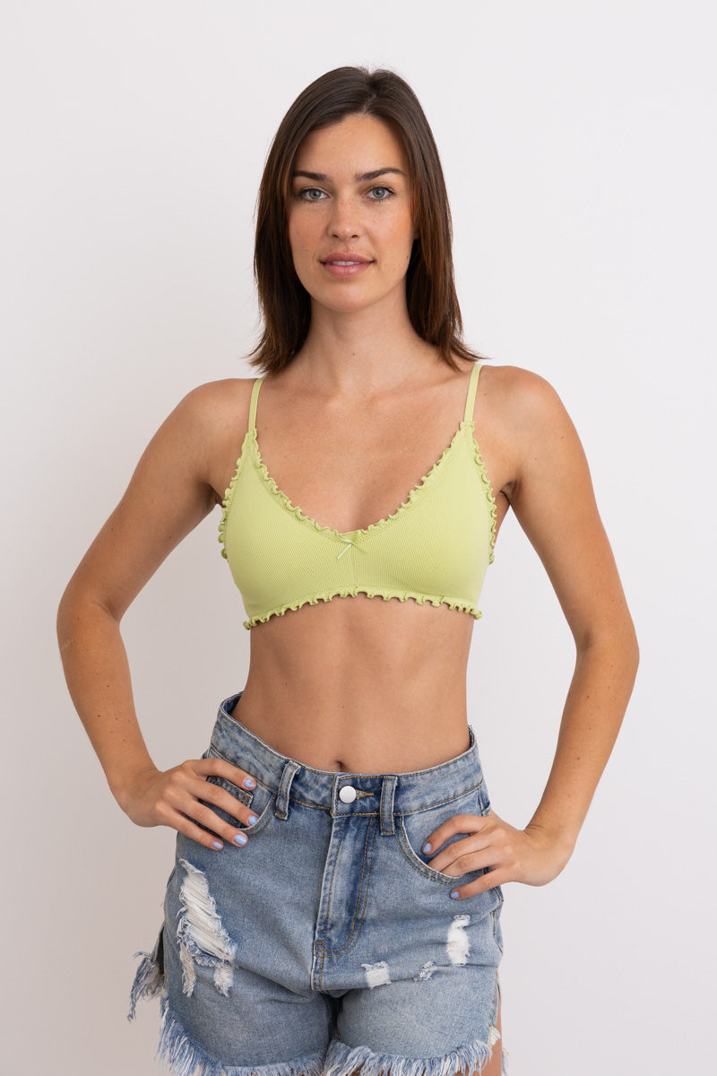 Seamless Lettuce Edge Bow Tie Triangle Bralette 🥬 - NeoKira Unlimited