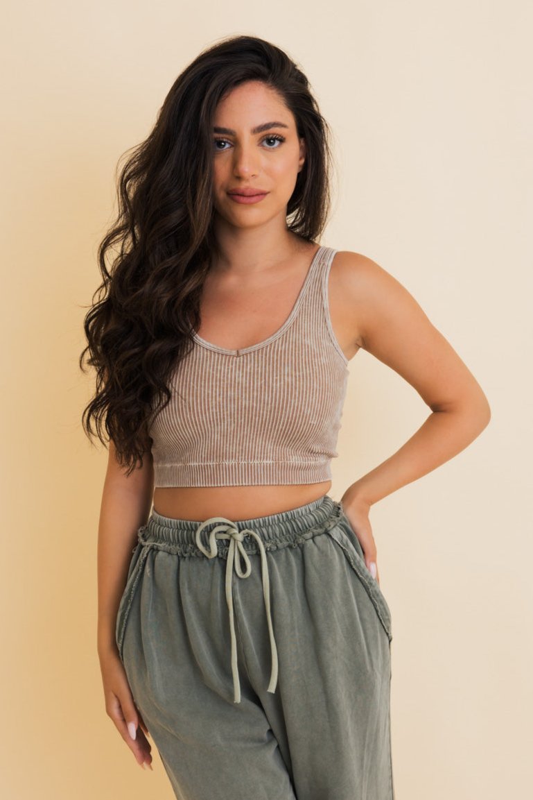 Just Breathe Washed Ribbed Bralette - NeoKira Unlimited