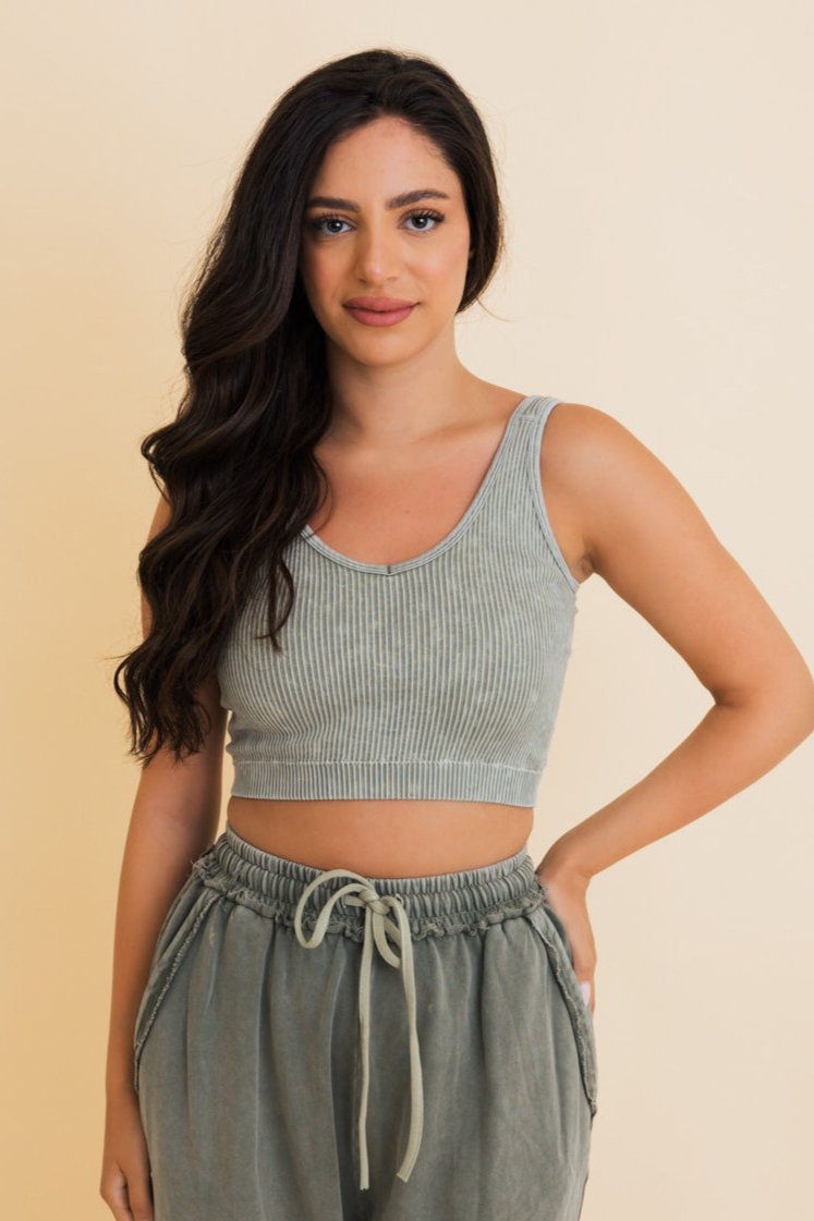 Just Breathe Washed Ribbed Bralette - NeoKira Unlimited