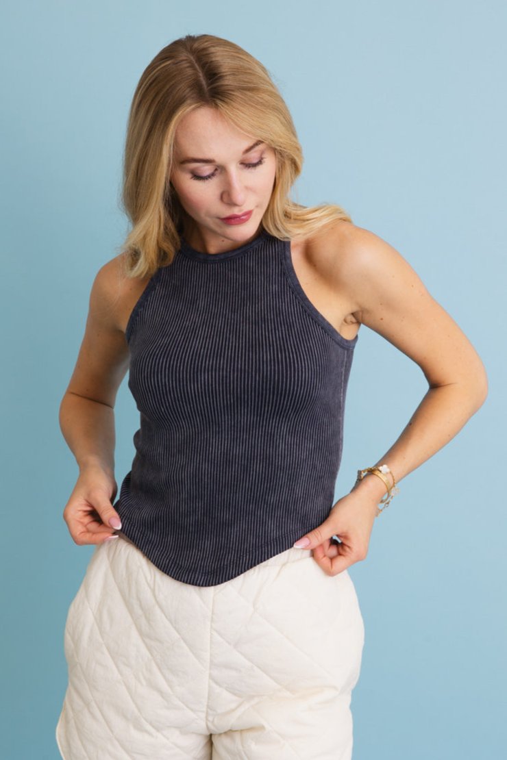 Classic Basic Washed Ribbed Tank Top - NeoKira Unlimited