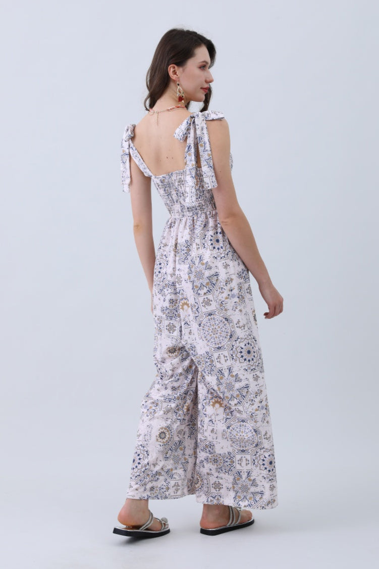 Women’s Floral Print Jumpsuit – Elasticized Bust & Dreamy Wide-Leg Cut - NeoKira Unlimited