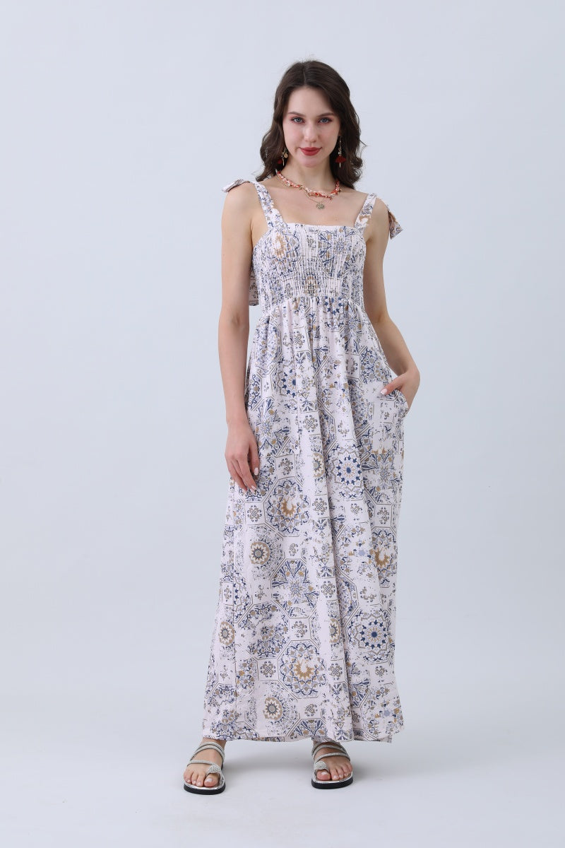 Women’s Floral Print Jumpsuit – Elasticized Bust & Dreamy Wide-Leg Cut - NeoKira Unlimited