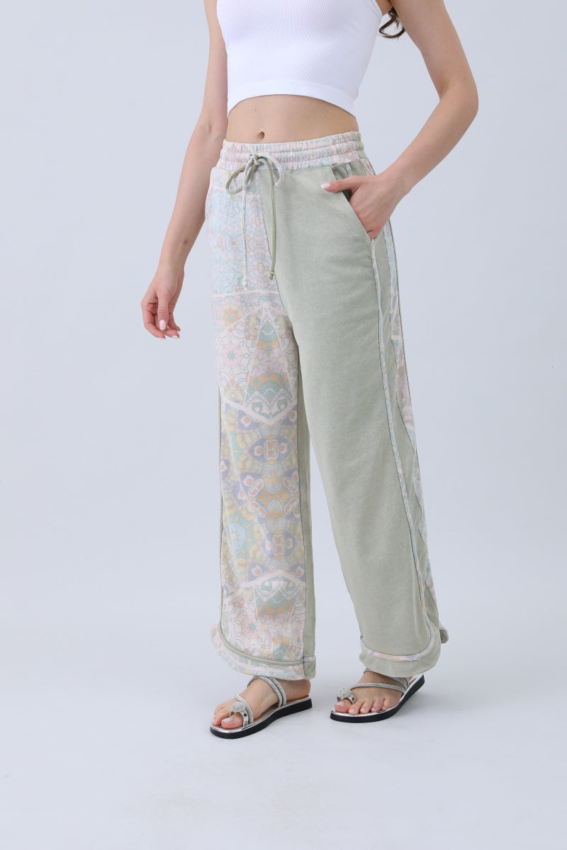 Boho Contrast Pants – Mismatched Legs & Tie-Waist for Lounging - NeoKira Unlimited