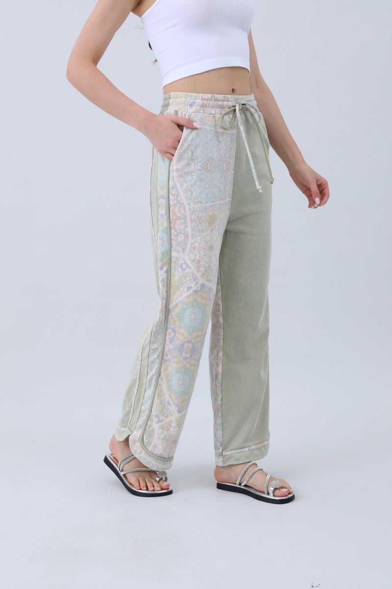 Boho Contrast Pants – Mismatched Legs & Tie-Waist for Lounging - NeoKira Unlimited