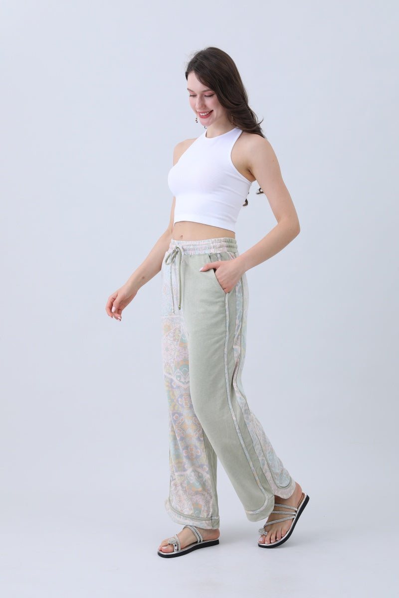 Boho Contrast Pants – Mismatched Legs & Tie-Waist for Lounging - NeoKira Unlimited