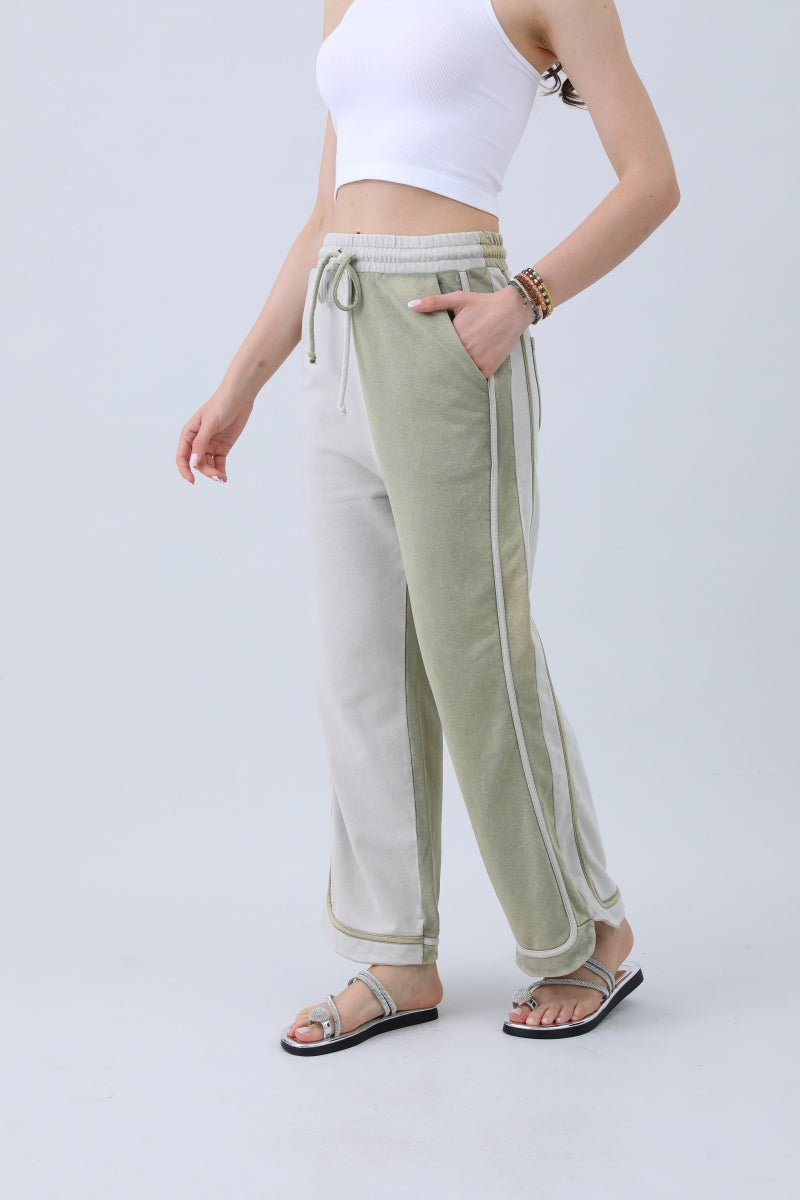 Breathable Wide-Leg Pants – Olive Two-Tone Straight Fit - NeoKira Unlimited