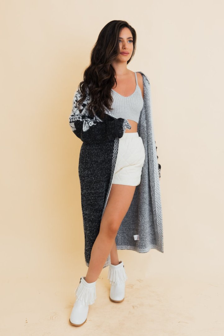Hooded Fair Isle Knit Cardigan - NeoKira Unlimited